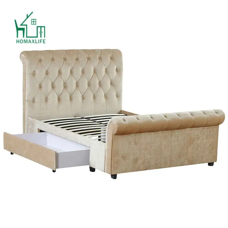 Free Sample King Queen Size Upholstered Sleigh Bed