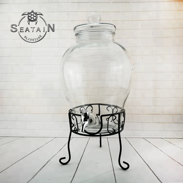 Large new design mason jar glass beverage dispenser with tap
