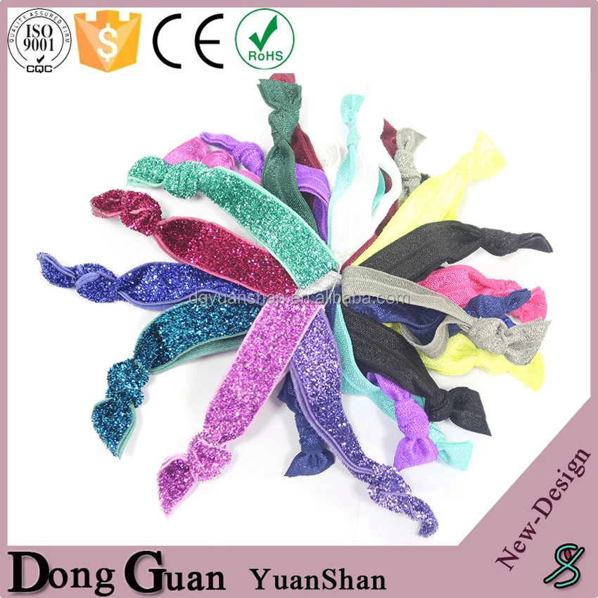 15mm Wide Tinsel Flat Multicolor Knotted Elastic Hair Bands Bracelets for Girls Hair Ties