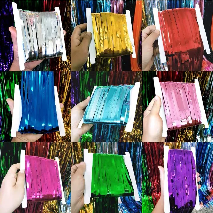 
GiveU Hot Sales Wedding Kid Birthday Party Props Decoration Tinsel Foil Fringe Curtain 