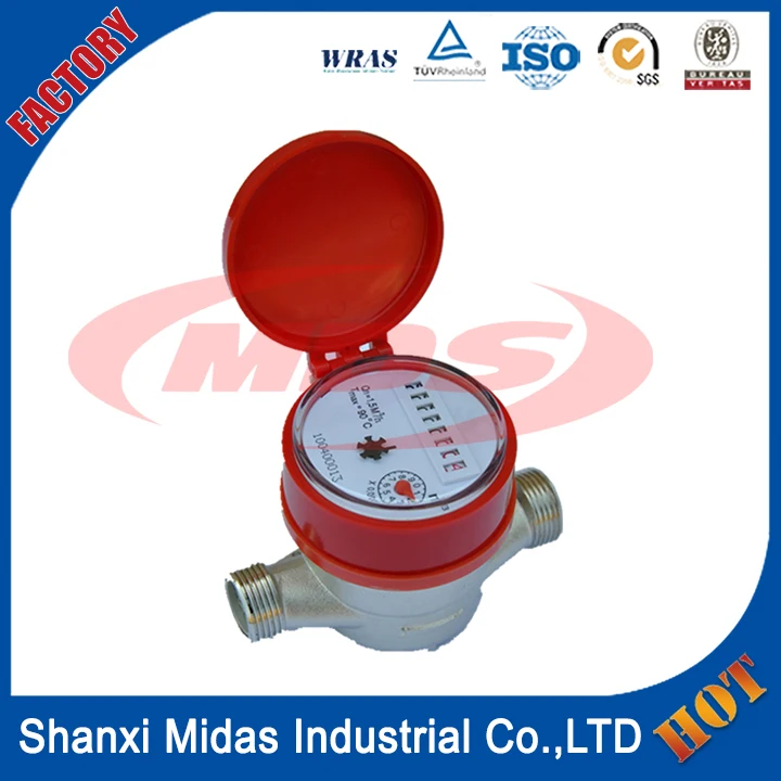 DN15mm одна струя сухого типа импульсного горячей воды метр со стандартом ISO 4064