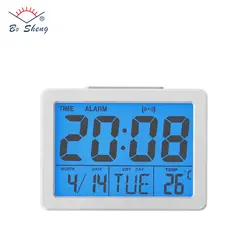 Bosheng Weather Station LCD Digital Alarm Clock With Big Snooze Light Button