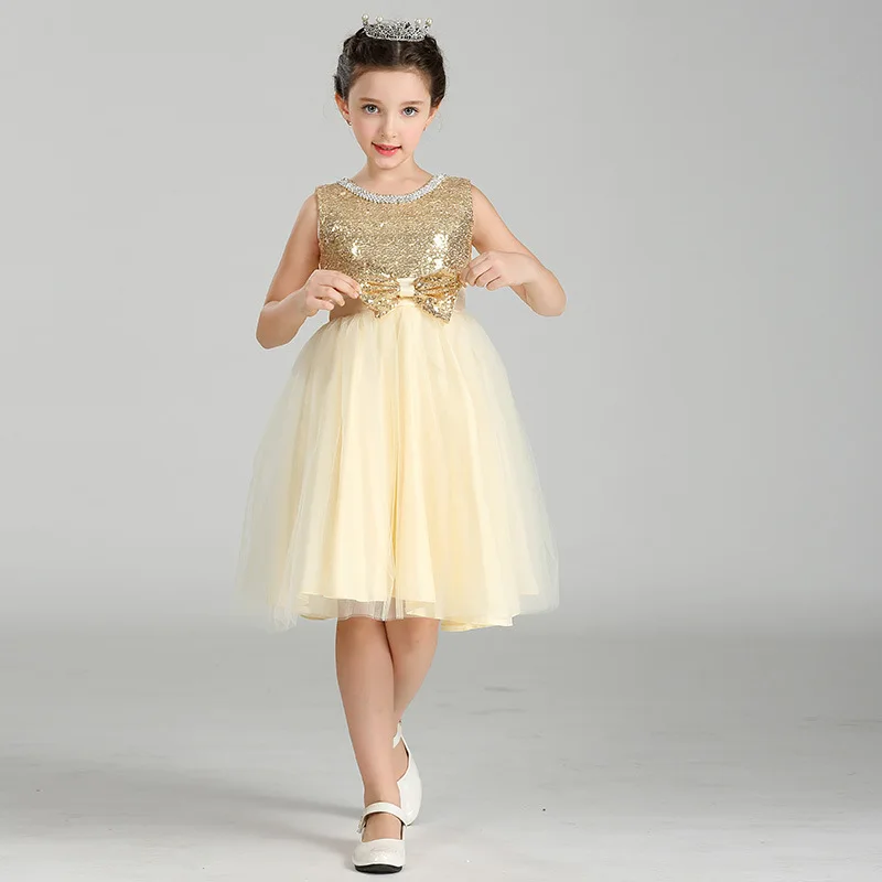2017 Alibaba Latest Modern Sequin Casual Tuall Flower Girl Dress For Wedding