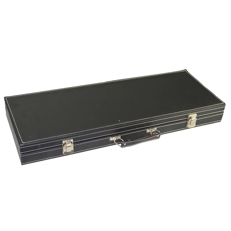 Standard portable black PU leather briefcase poker chip case