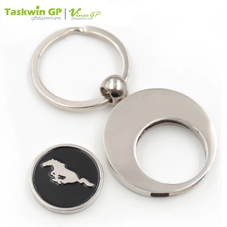 Customizedlogos Horse Zinc Alloy Nickel Soft Enamel  Keyring Trolley Coin Key Ring