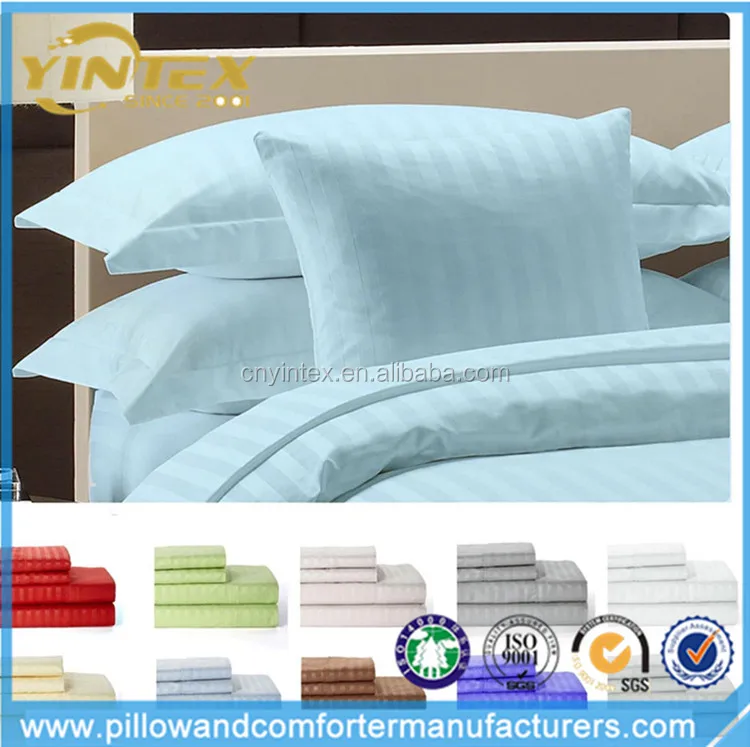 Star Hotel Quality White 100% Cotton 300 Thread Count Stripe Flat Bed Sheet sets