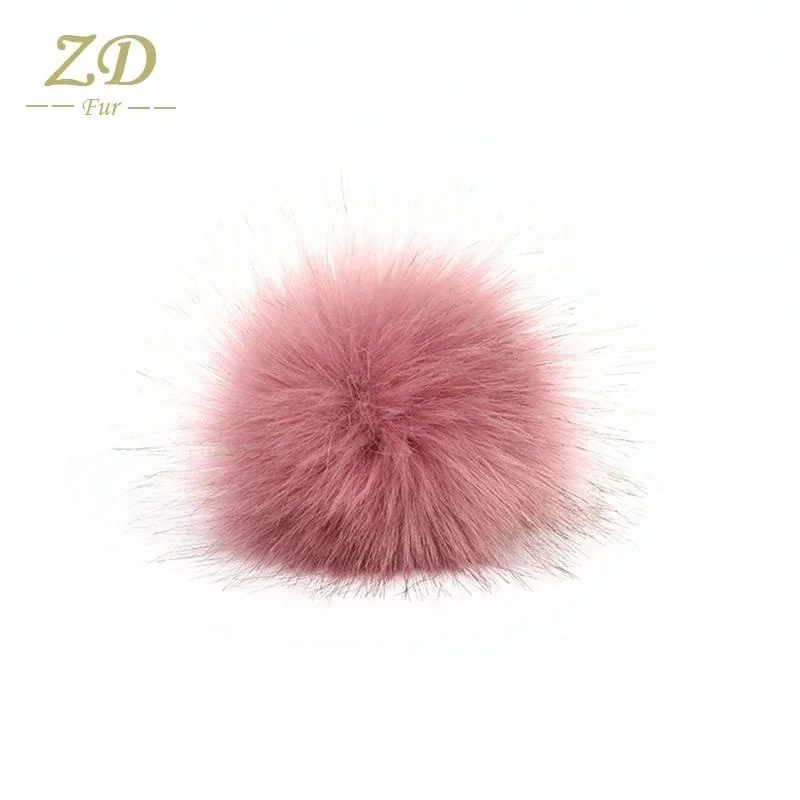  Fluffy faux raccoon fur pom poms ball keychain