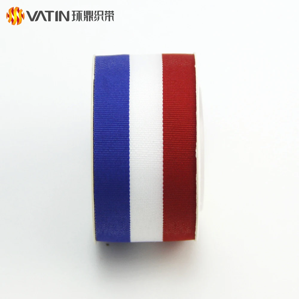 Luxury New Design Red White and Blue Striped Flag Grosgrain Ribbon for 2018 Football World Russia Cup