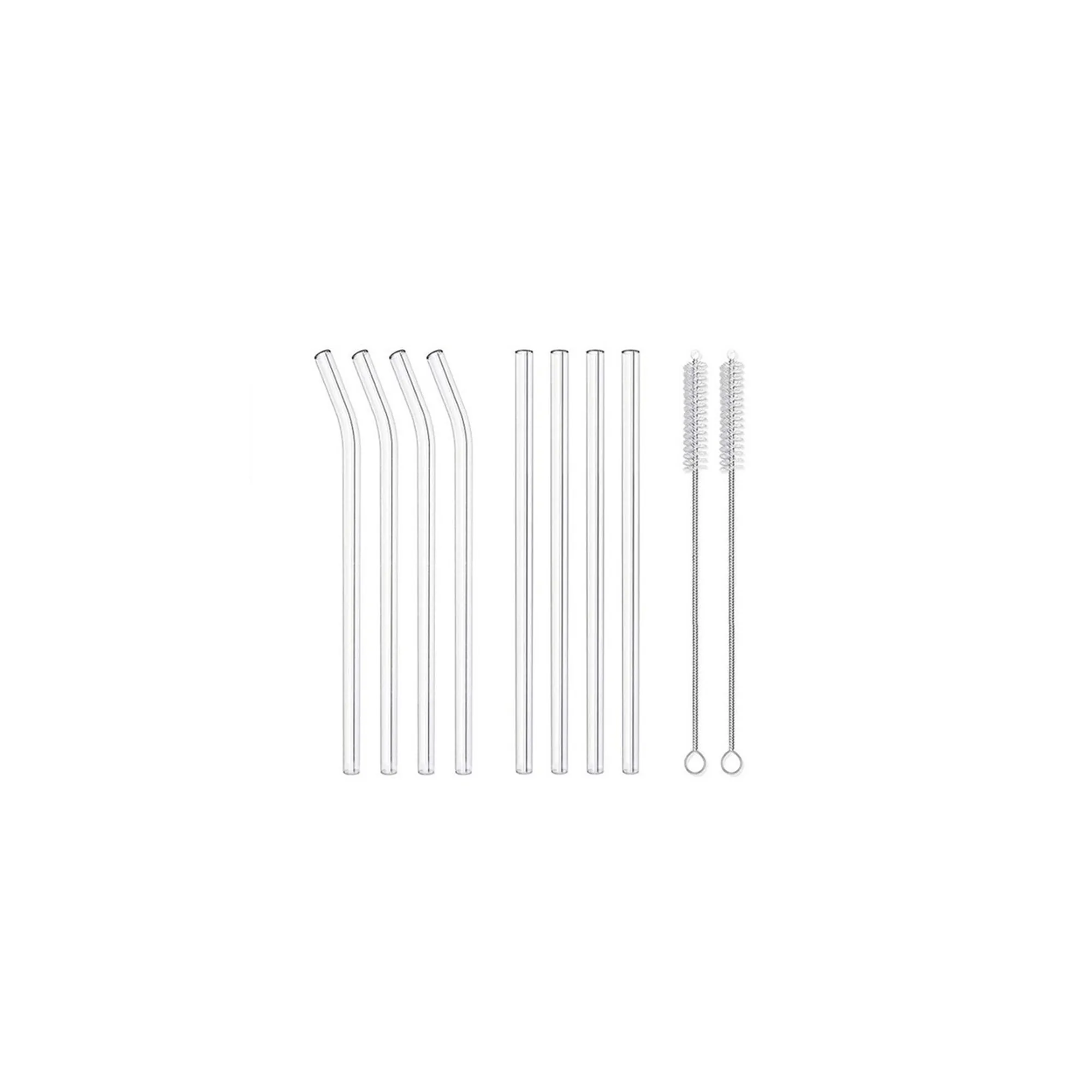 New arrival borosilicate glass straws set reusable eco friendly glass straws with travel bag