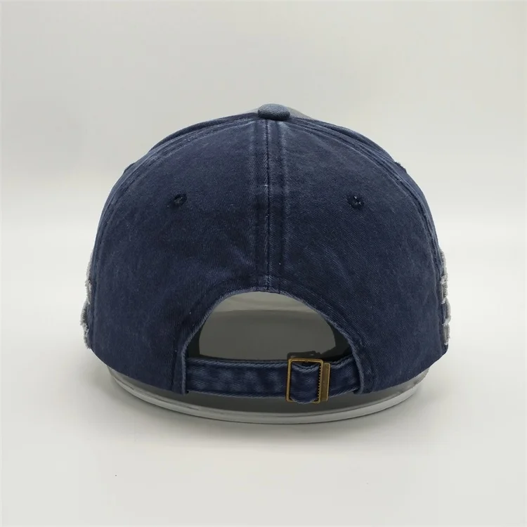 Wholesale Custom Washed Cotton Hat 5 Panel Applique Embroidery Worn-Out Plain Distressed Baseball Cap