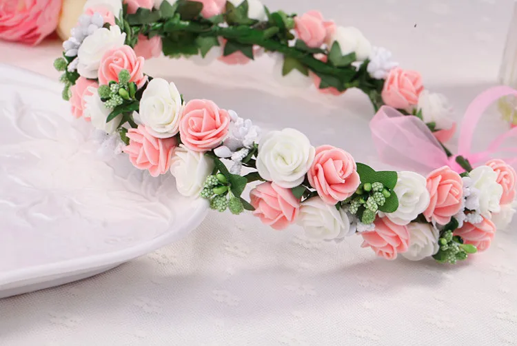 Rose Floral head wreath garland for Flower Girl Crown Flower Garlands For Women Wedding Bridal Decoration