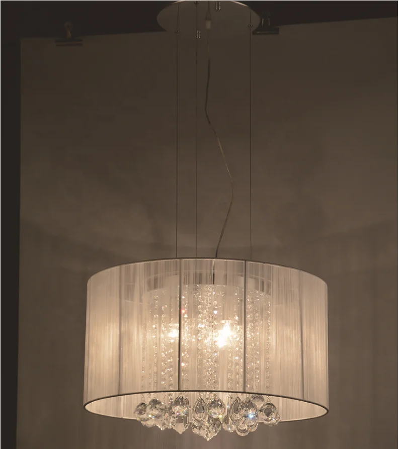 MAX 60W Traditional/Classic Crystal Chrome Metal Chandeliers Black Drum Bubble Shade Ceiling Light Voltage 110 120V