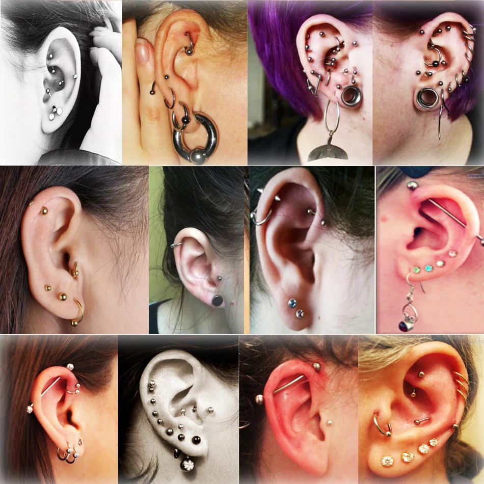 42pcs/Set Tongue Eyebrow Nose Belly Button Rings Clamp Needles Tool Kit Ear Plug Prong Studs Body Piercing Jewelry