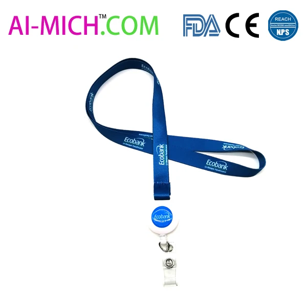 Custom Dye Sublimation Flat Polyester Retractable Yoyo Reel Lanyard