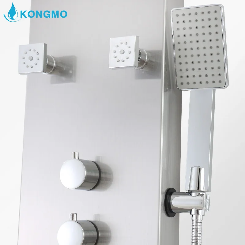
LED Bathroom Shower Panel Multi-Function 304 Stainless Steel Wall Mounted Cold And Hot Water Amazon Hot Sales Matt Black 6209 