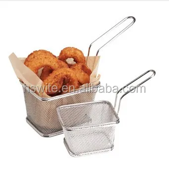 Mini table serving fry chips square basket with stainless steel SS304