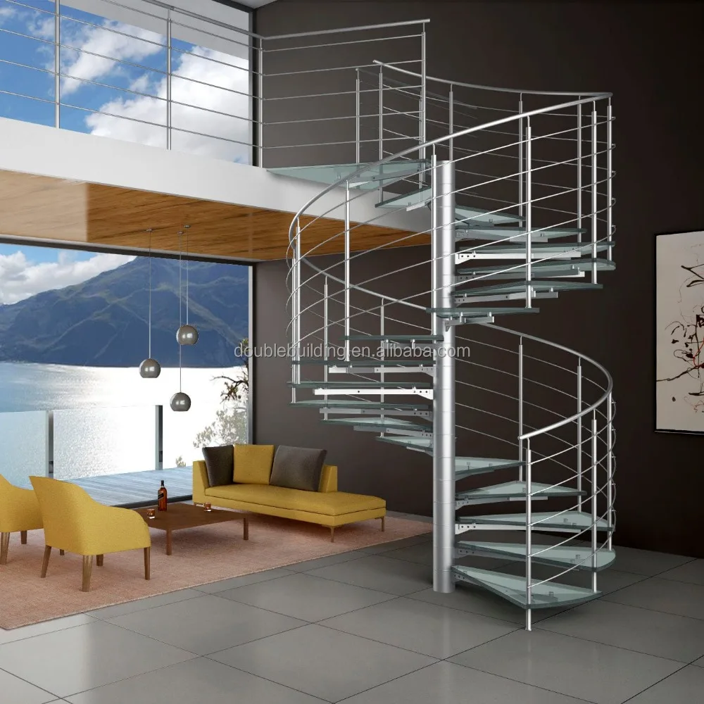 Modern Glass Staircase Spiral/ Aluminum Spiral Staircase Outdoor