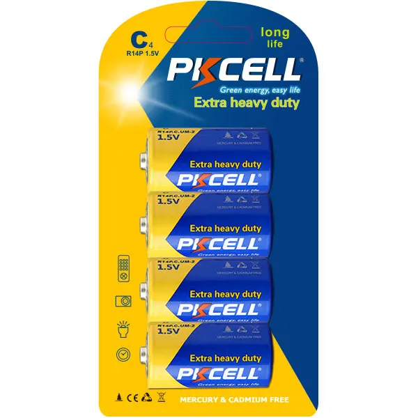 Super Heavy Duty R14P R14 C Size UM2 1.5 Volts Dry Cell Carbon Zinc Battery for Flashlight