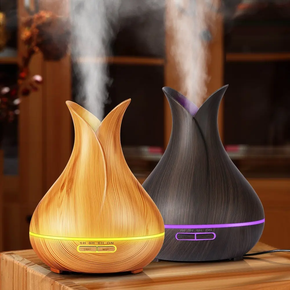 Custom logo wooden aroma Humidifier Ultrasonic Electronic Wood Grain Aromatherapy fragrance Essential Oil Diffuser