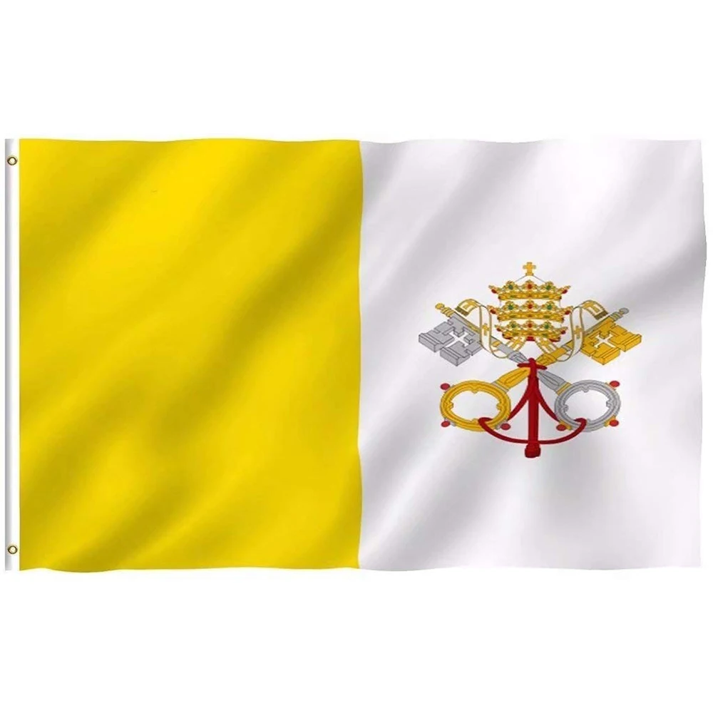 Vatican City Flag Holy See Italy Roman Catholic Church Banner 3x5 FT 90X150CM Yellow White Keys Pattern Polyester Printing Flag