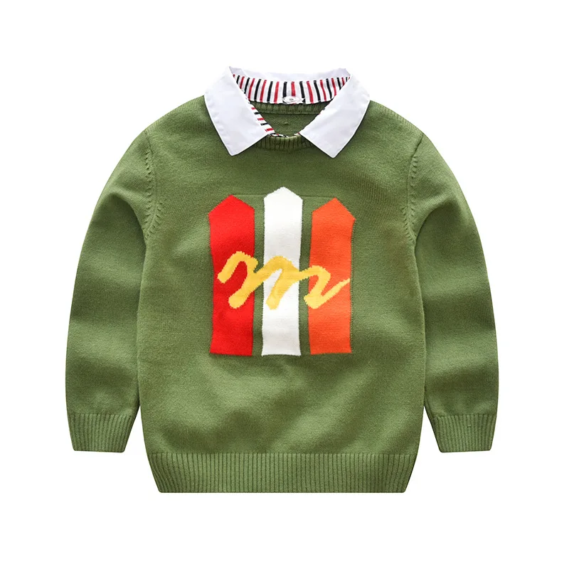 
3 pieces trees cartoon shirt collar baby boys sexy elegant knitting garment green sweater models 