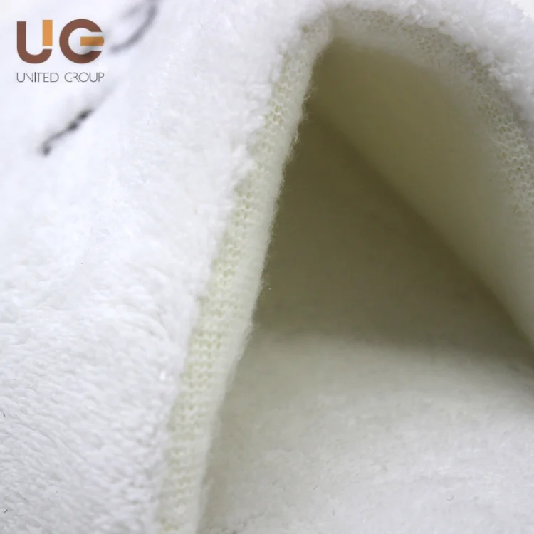 Yangzhou United Factory Latest Design Brand Hotel Use White Cotton Coral Velvet Fabric Custom Logo Cheap Wholesale Slippers