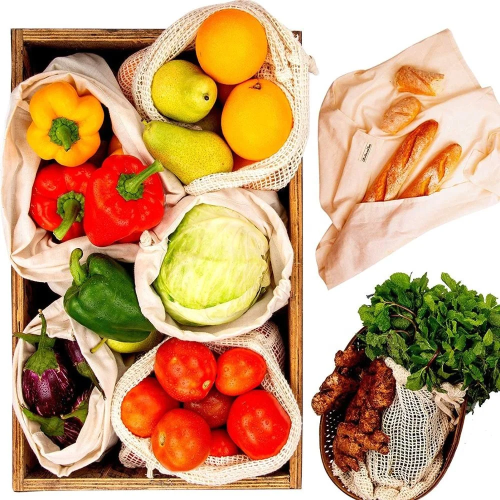 
Swaddle Sheet Produce Organic Cotton Bags - cotton Swaddle Sheet for Greens - Swag Bag - Cotton Muslin and Mesh Produce Bags 