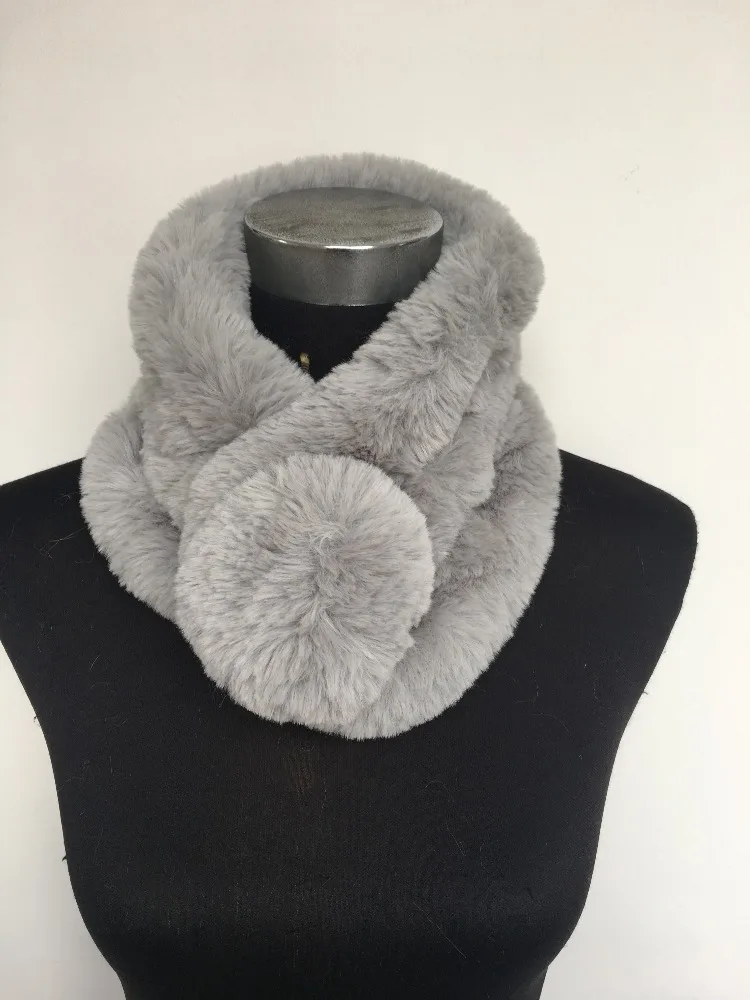 STABILE New Ladies fashion faux fur scarf warm in winter Rabbit fur ball scarf