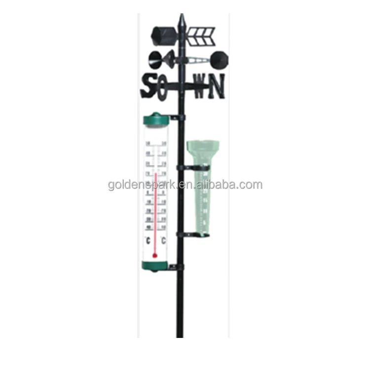 Weather Vane With Rain Gauge and Thermometer