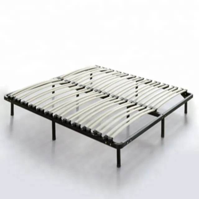 Detachable Large Wood Slats Double Metal Platform Bed Frame