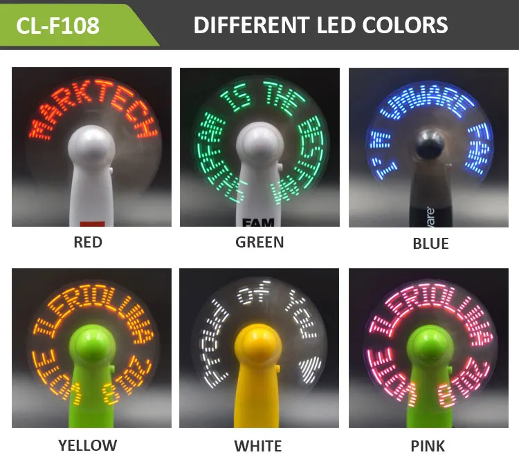 Wholesale supplier colorful mini handheld programmable LED message fan