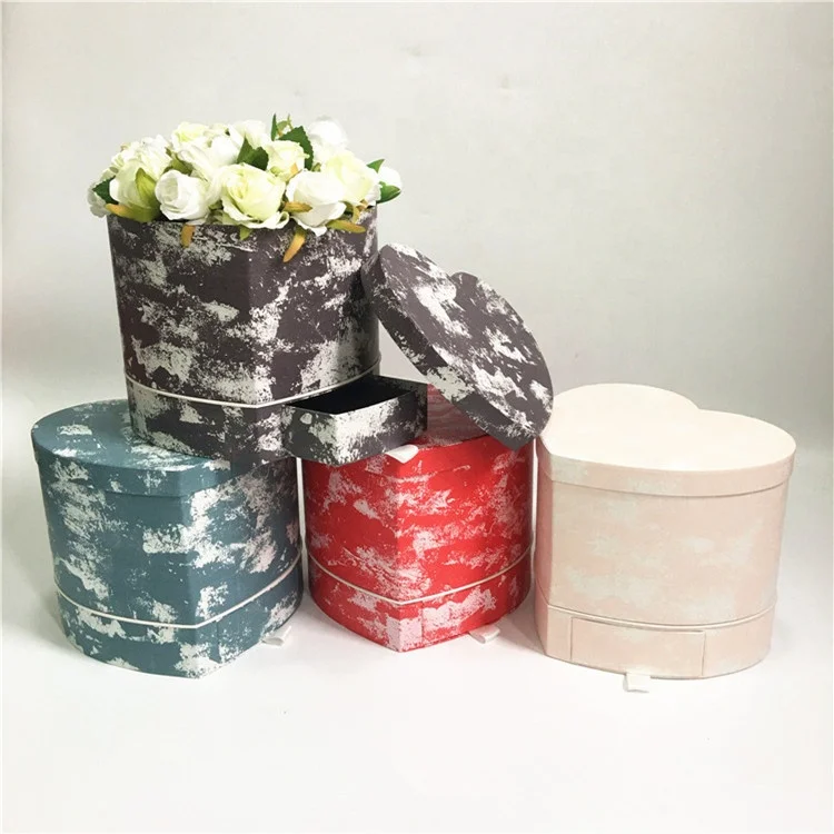 High quality special paper roses flower packing box with drawer