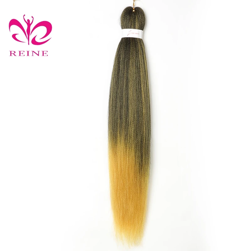 REINE soft Pre stretched Layered Perm Yaki Style  Braids Ombre Color 26 inch Jumbo Braid for Crochet Twist Hot Water