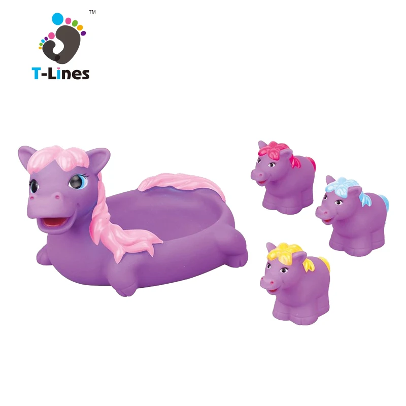 Horse natural toys kids rubber bath toy for baby