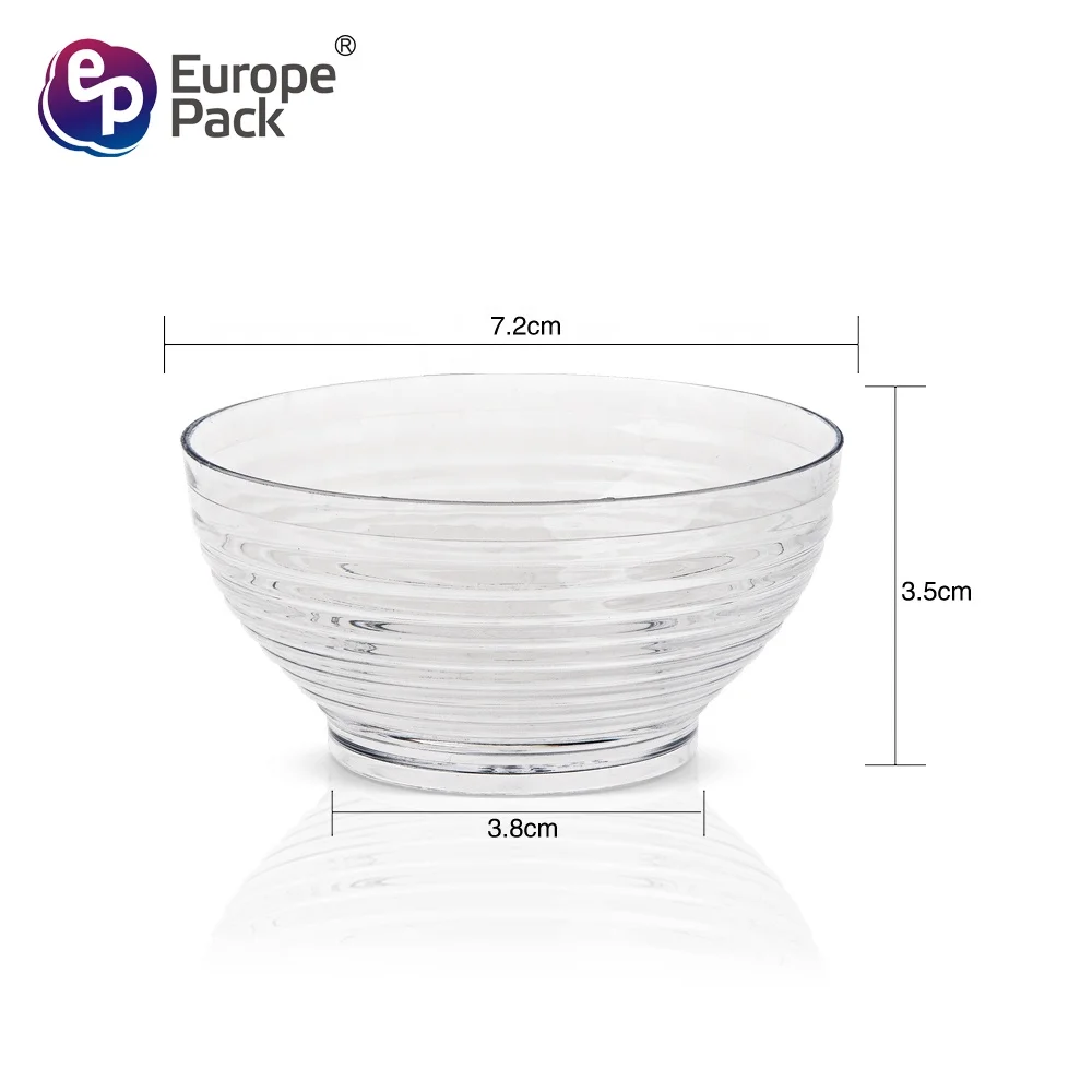 Latest design high quality disposable plastic round clear Stripe bowl for dessert