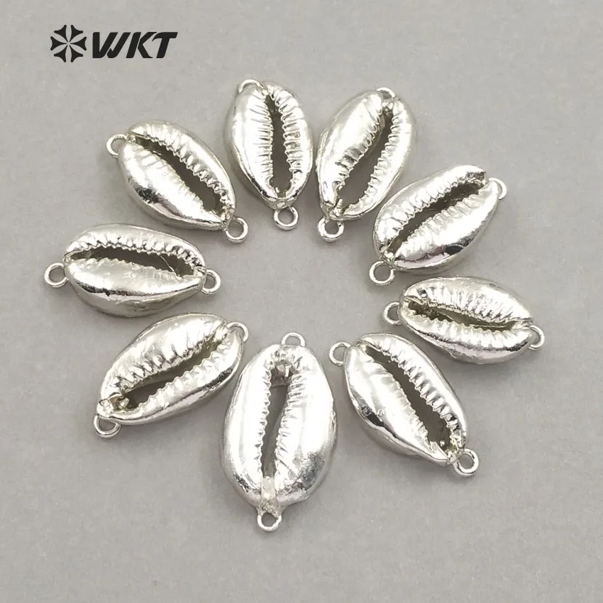 WT-JP001 In Stock! Natural Whole 24k Gold Plated Cowrie Shell Connectors For Jewelry Making