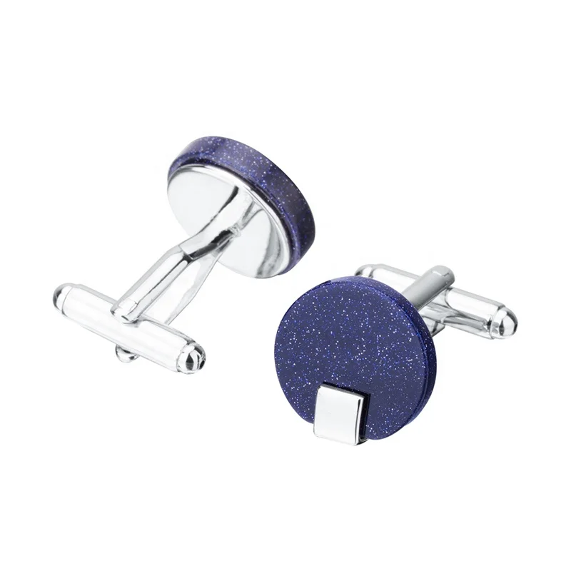 
Shining Round Blue Star Stone Cufflinks for mens 