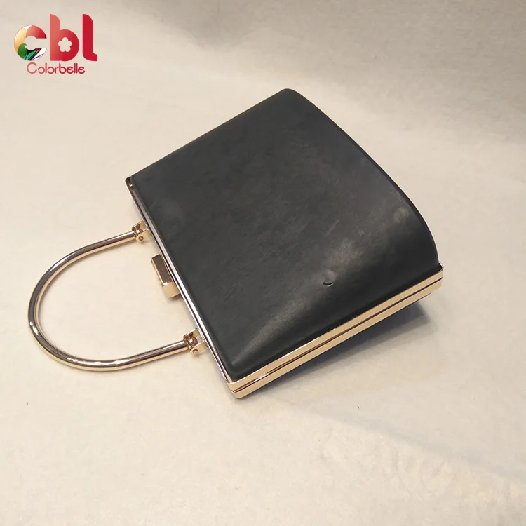 Special design shape metal box purse frame box clutch bag with handles