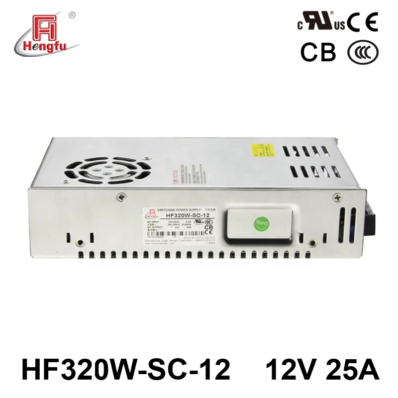 12V 25A Hengfu HF320W-SC-12 SMPS single output AC DC UL CE CB PFC switching power supply