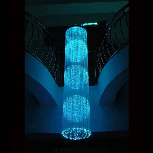 Customized colorful fiber optic dropping ball chandelier for ceiling with 24keys remote controller dia60cm height2.5m