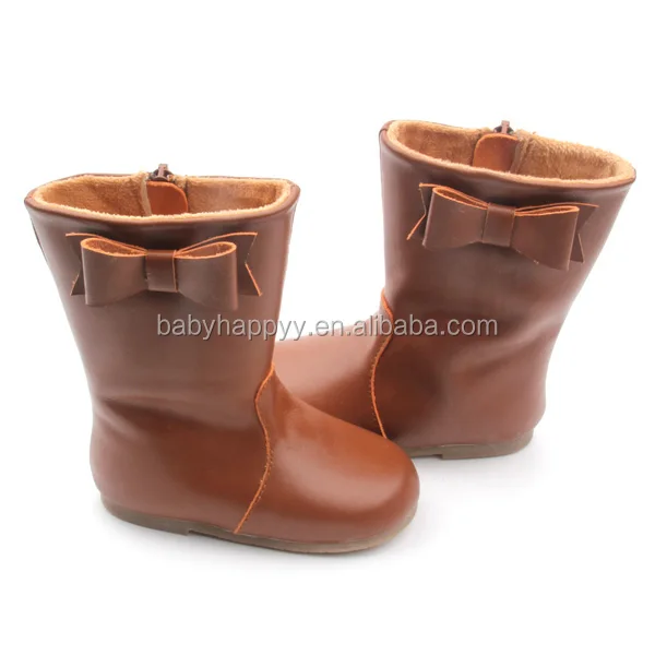 2016 New design leather kids winter boots hard sole healthy kids boots children boots