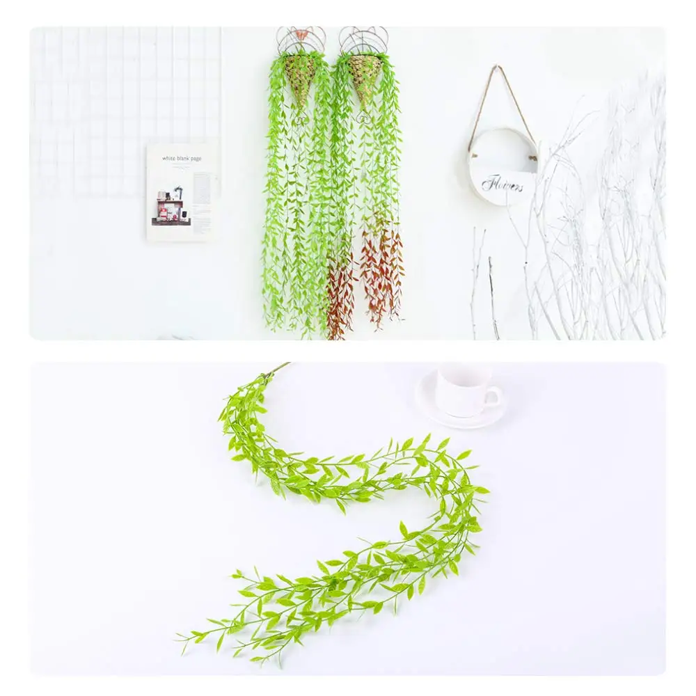 Greenery Garland Hanging Plant Artificial with Willow Leaf Faux Greenery Leaves for Table Chairs Backdrops Backyard Indoor Decor