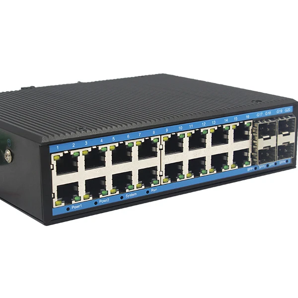 16 ports rack mounted & DIN Rail Managable Industrial ethernet switches dual power with 4SFP slot