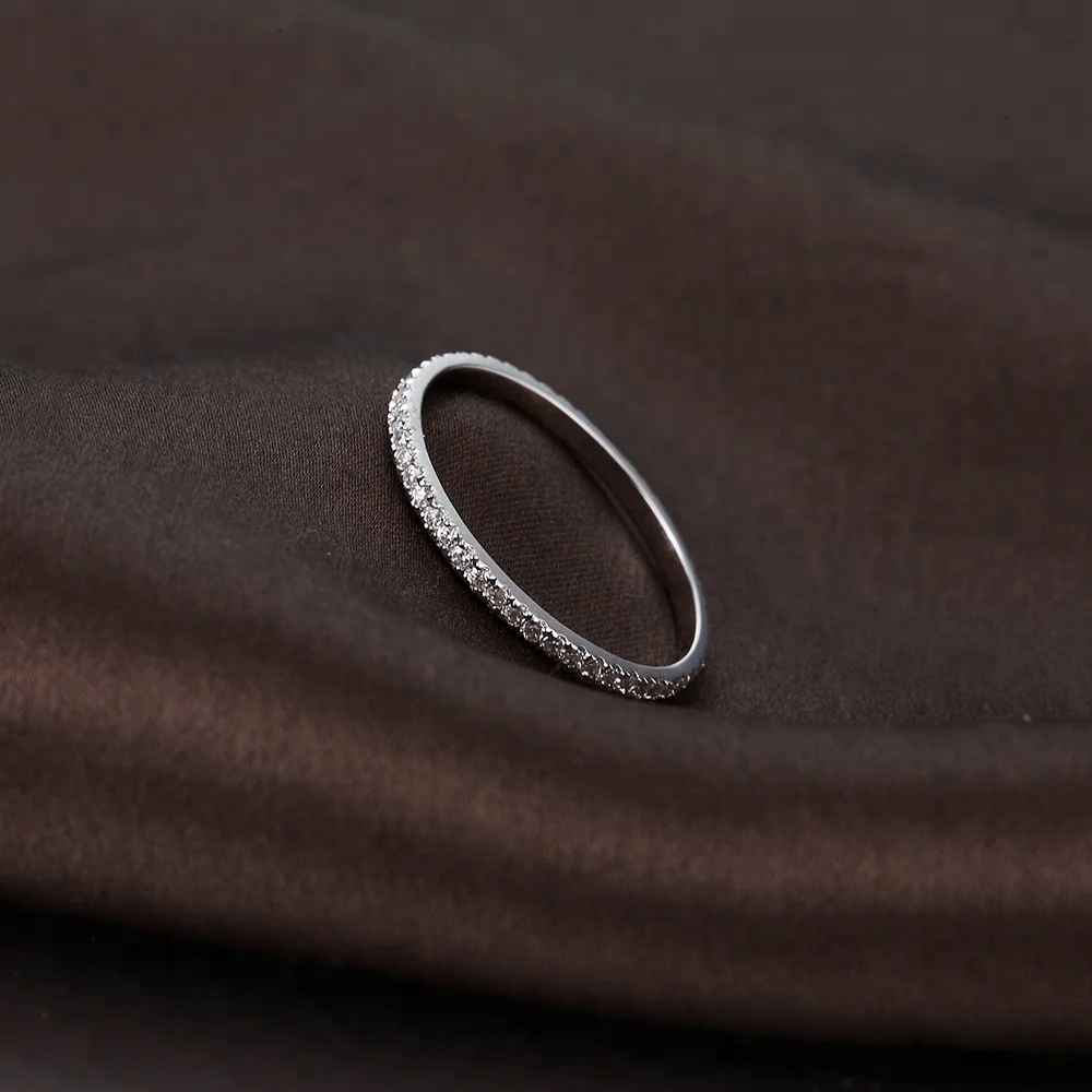 
Classic Platinum-Plated 925 Sterling Silver Band CZ Eternity Rings for Women 