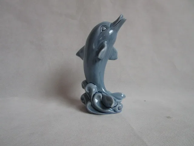 Ceramic Dolphin Figurine Miniature Hand Painted