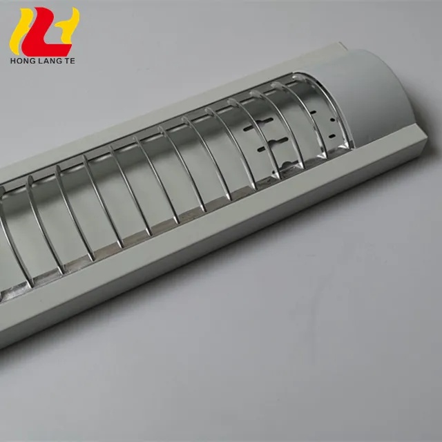 T8 T5  Double Tube Dustproof Grille Plastics Cover Workshop LED Fluorescent Fitting With Boxes Packaging Or With Ballast
