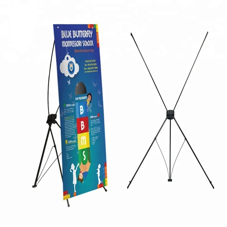 High Quality Newly Promotion Aluminum Pole Single Side Advertising Adjustable X banner Stand Display