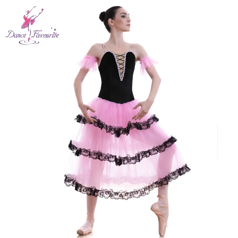 Романтическое Многоярусное платье-пачка для взрослых и девушек, красное испанское балетное длинное платье-пачка для танцев, костюмы для выступлений, 18004