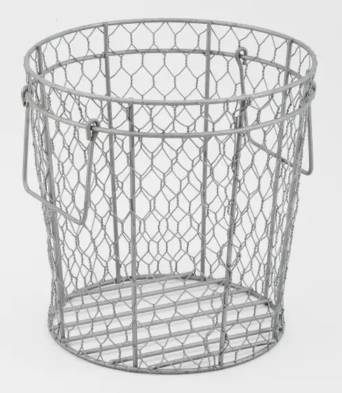 Wholesale Chicken Metal Iron Wire Storage Mesh Basket with Jute Wrapped Top