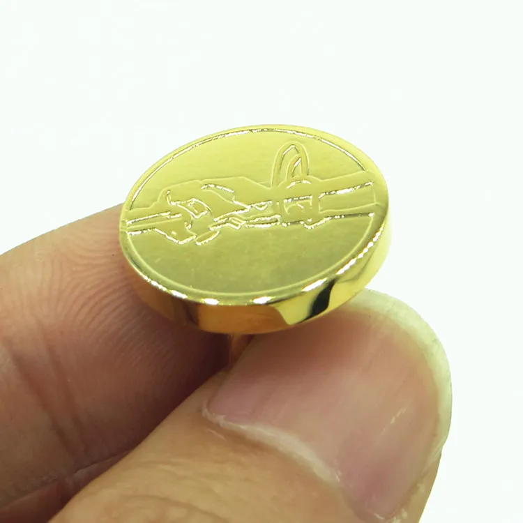 Gold engrave round customised cufflinks men